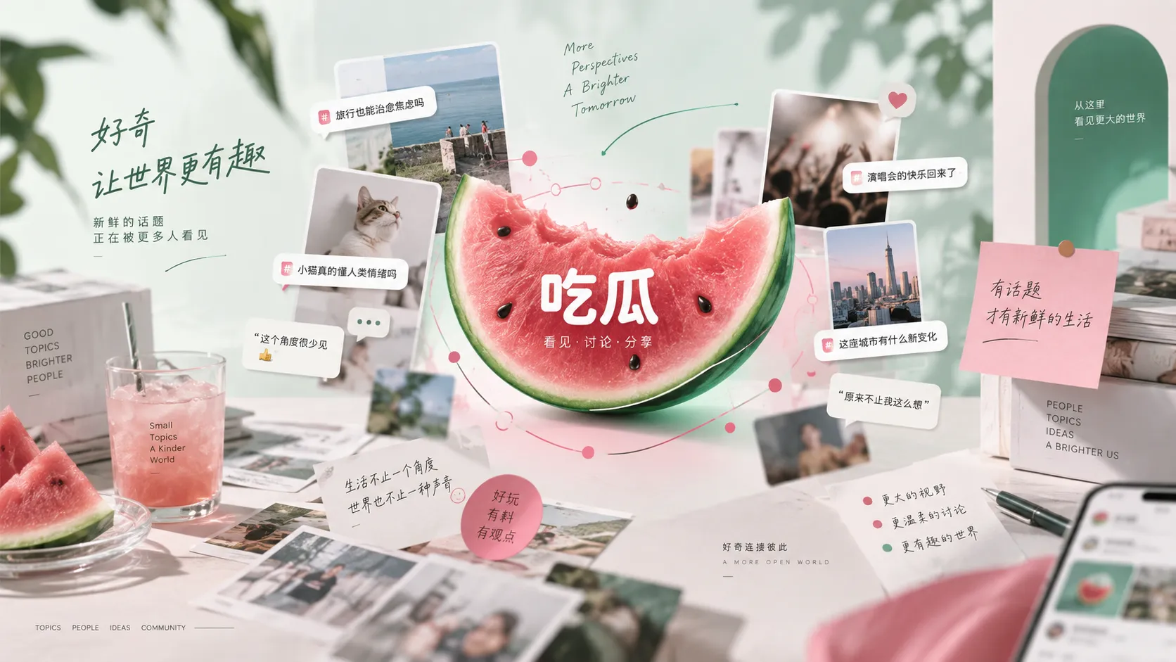 呈现网络资讯和热点讨论的编辑视觉